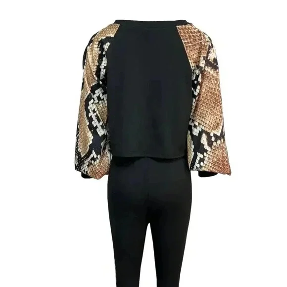 Snakeskin Pattern Skinny Pants Set - Picture 2 of 4